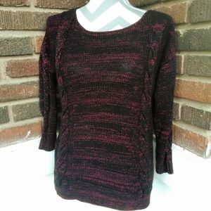 Rachel Roy 3/4 Sleeve Cable Knit Open Back Sweater